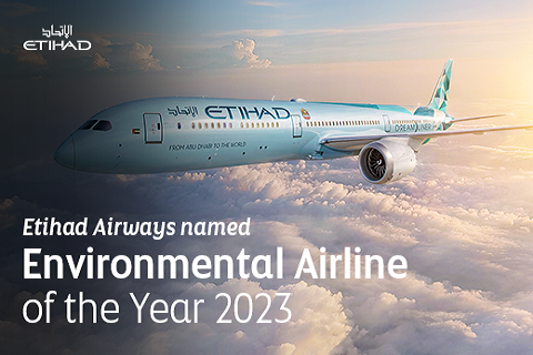 Etihad Airways uitgeroepen tot milieuvriendelijkste luchtvaartmaatschappij van het jaar 2023